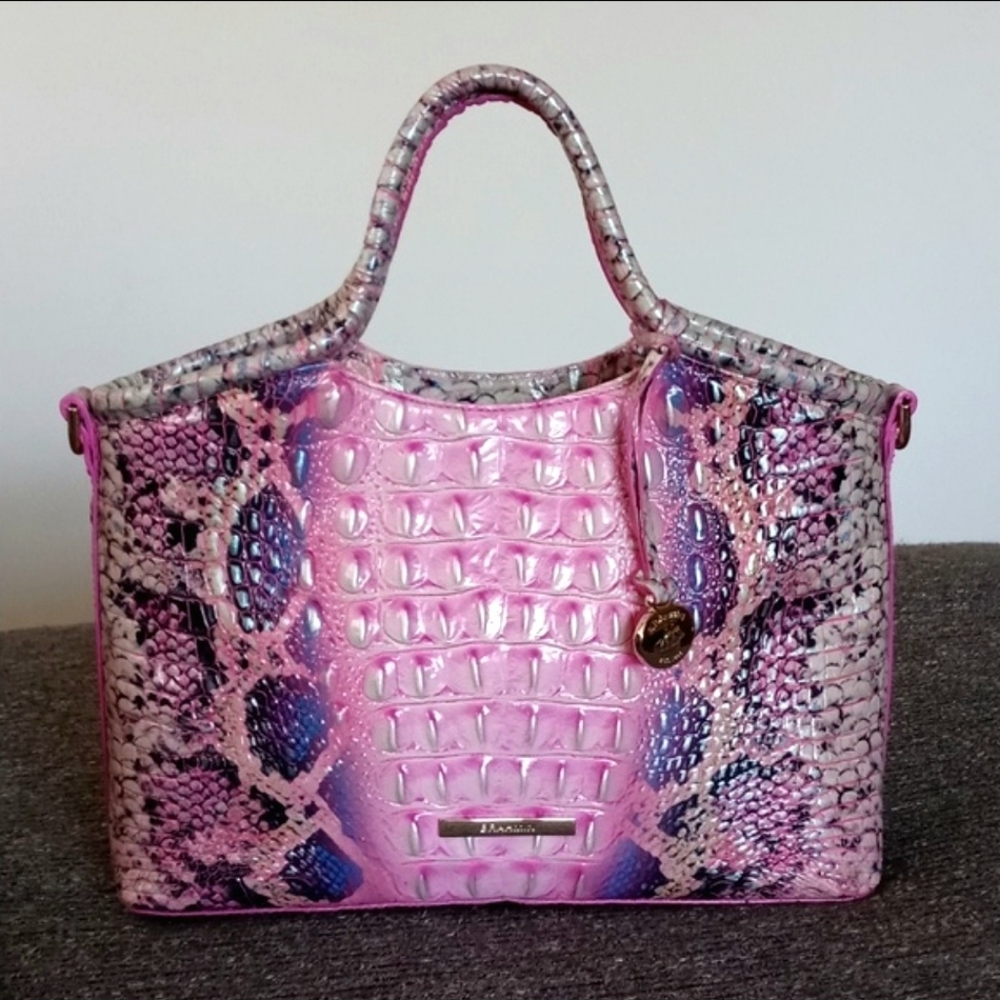 💞Brahmin💞 - Small Elaine Pink Cobra Ombre Satchel - Picture 2 of 11